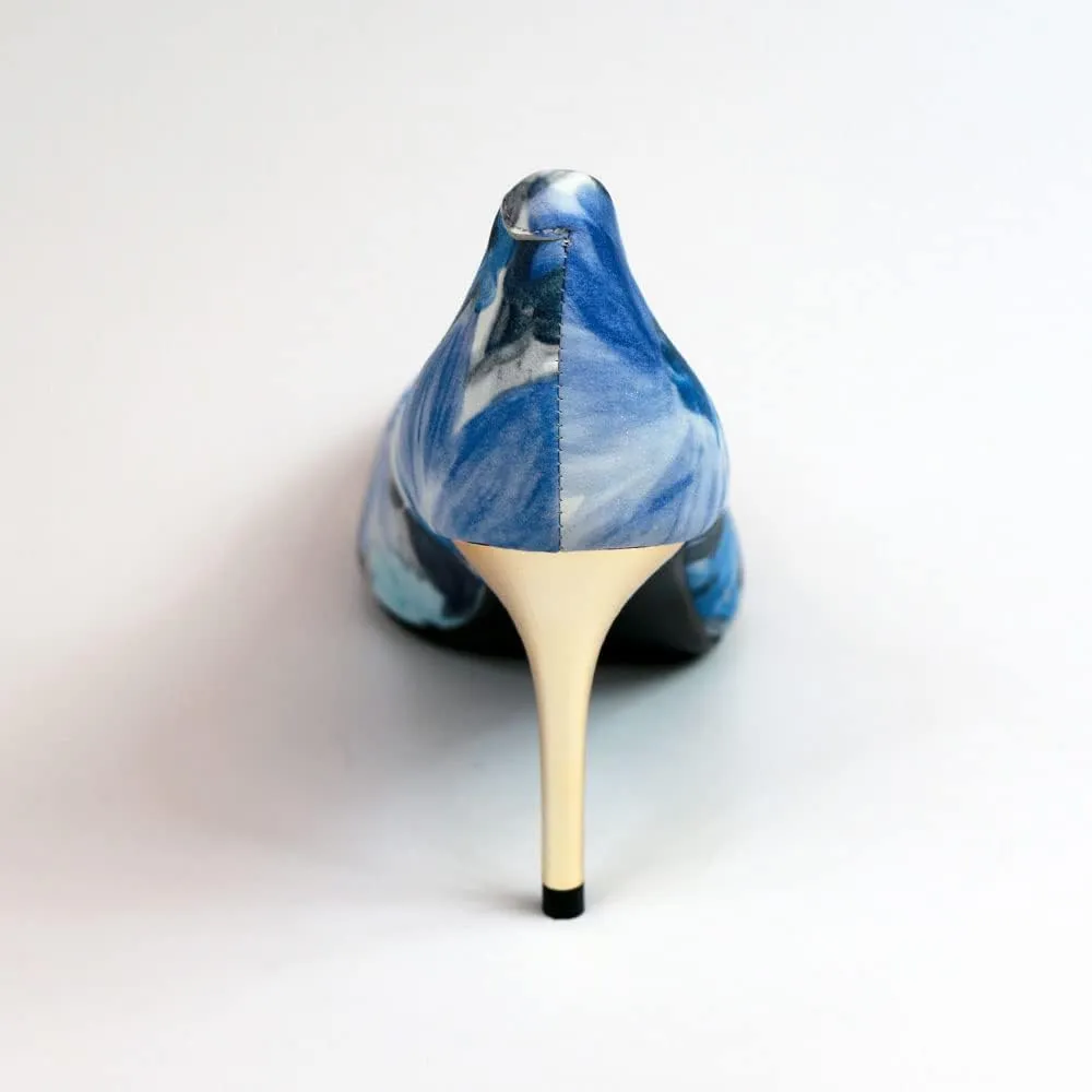 Unique Florence Handmade Dress Pump Shoes in Golden Metallic Stiletto Heels