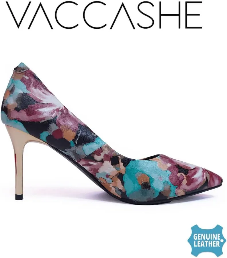 Unique Florence Handmade Dress Pump Shoes in Golden Metallic Stiletto Heels