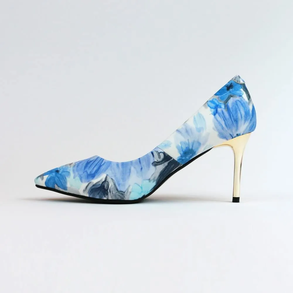 Unique Florence Handmade Dress Pump Shoes in Golden Metallic Stiletto Heels