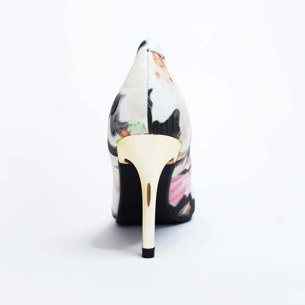 Unique Florence Handmade Dress Pump Shoes in Golden Metallic Stiletto Heels