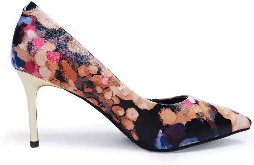 Unique Florence Handmade Dress Pump Shoes in Golden Metallic Stiletto Heels