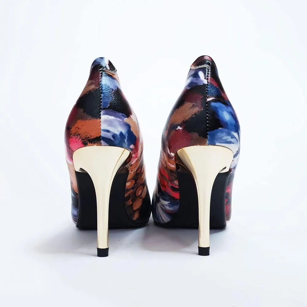 Unique Florence Handmade Dress Pump Shoes in Golden Metallic Stiletto Heels