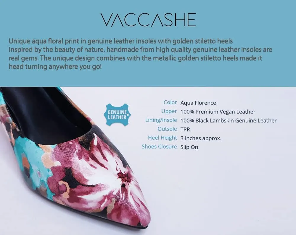 Unique Florence Handmade Dress Pump Shoes in Golden Metallic Stiletto Heels