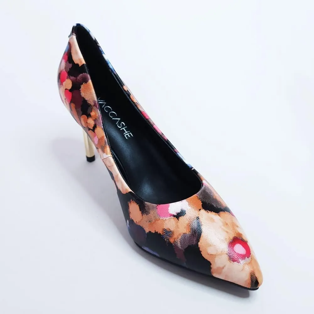 Unique Florence Handmade Dress Pump Shoes in Golden Metallic Stiletto Heels
