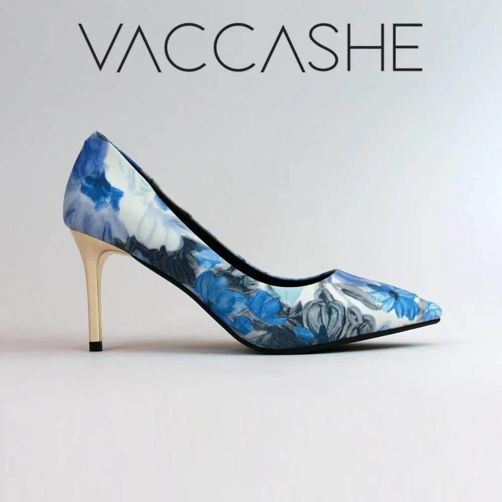 Unique Florence Handmade Dress Pump Shoes in Golden Metallic Stiletto Heels