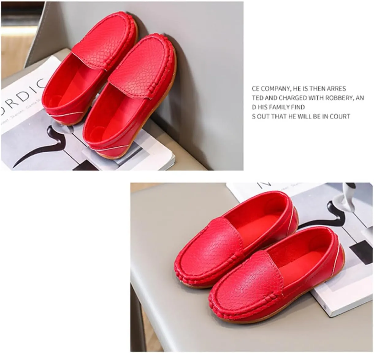 Unisex Kids Comfort Loafers Leather Slip-On Boat Shoes for Dress and Slacks or School Uniform(Toddler/Little Kid/Big Kid)