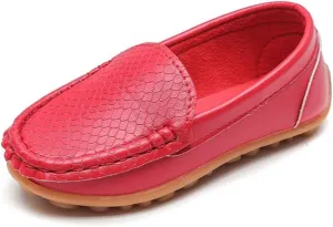 Unisex Kids Comfort Loafers Leather Slip-On Boat Shoes for Dress and Slacks or School Uniform(Toddler/Little Kid/Big Kid)