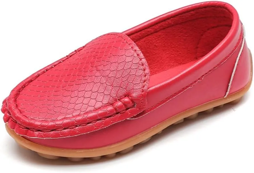 Unisex Kids Comfort Loafers Leather Slip-On Boat Shoes for Dress and Slacks or School Uniform(Toddler/Little Kid/Big Kid)