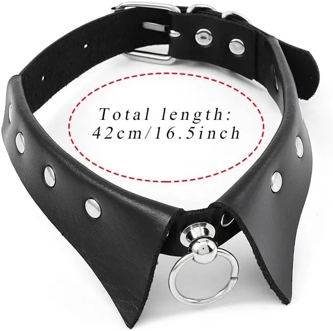 Urieo Gothic Leather Choker Necklace Black Punk Nightclub Jewerly Accessories for Women