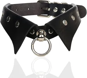 Urieo Gothic Leather Choker Necklace Black Punk Nightclub Jewerly Accessories for Women