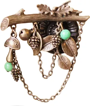 Vintage Brooch Tree Brooches For Women Clothes Pins Gold Brincos Leaf Brooch Pin Plant Chain Pendant Jewelry Metal Alloy 1Pcs