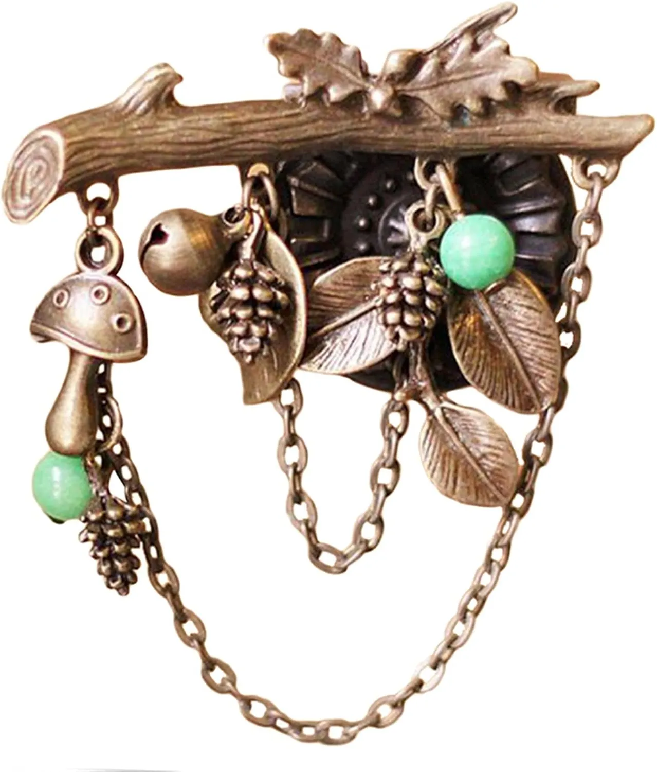 Vintage Brooch Tree Brooches For Women Clothes Pins Gold Brincos Leaf Brooch Pin Plant Chain Pendant Jewelry Metal Alloy 1Pcs
