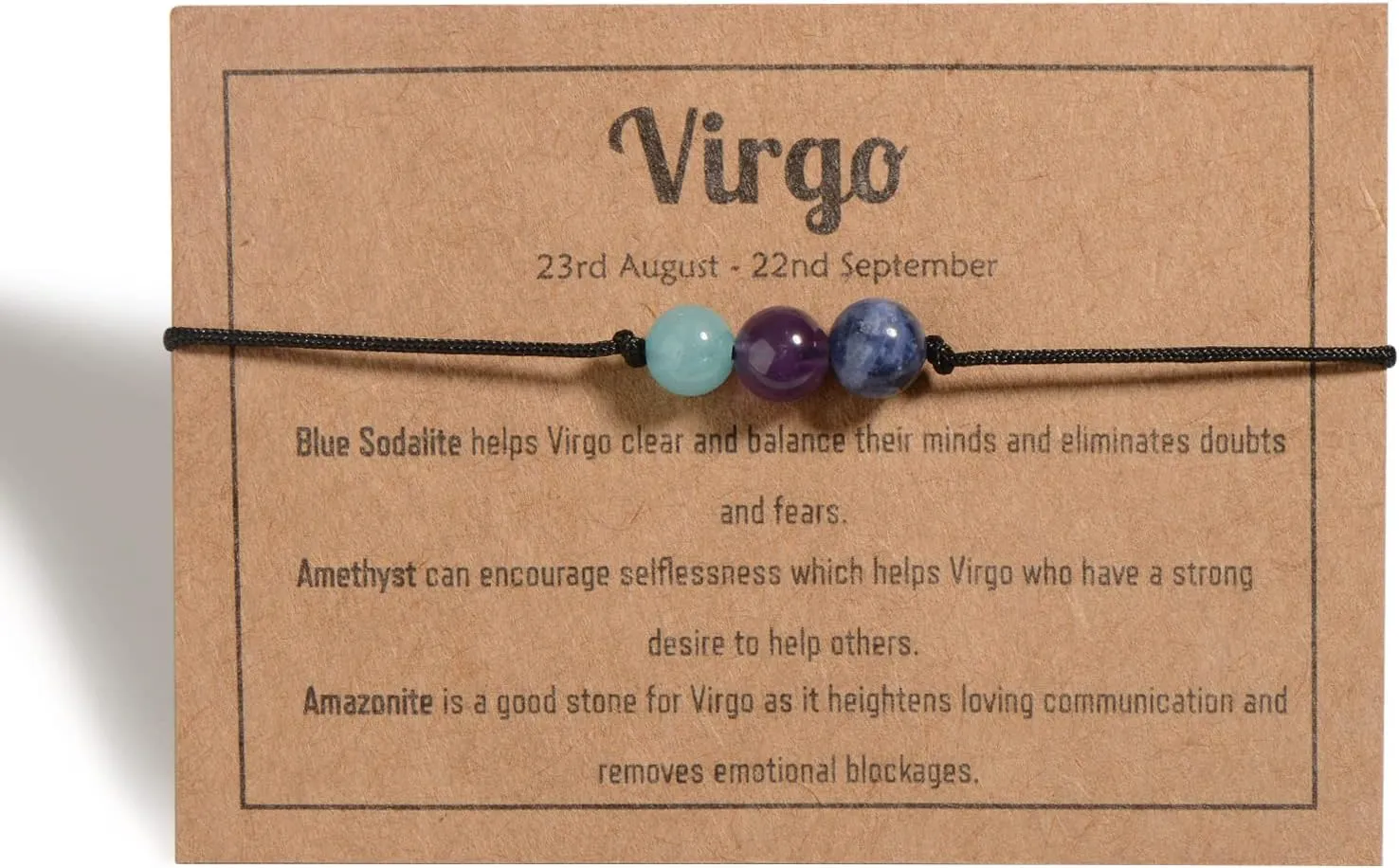 VLINRAS Zodiac Bracelets for Women Men, 6mm Natural Stone Horoscope Bracelets Healing Gemstone Crystals Zodiac Gifts