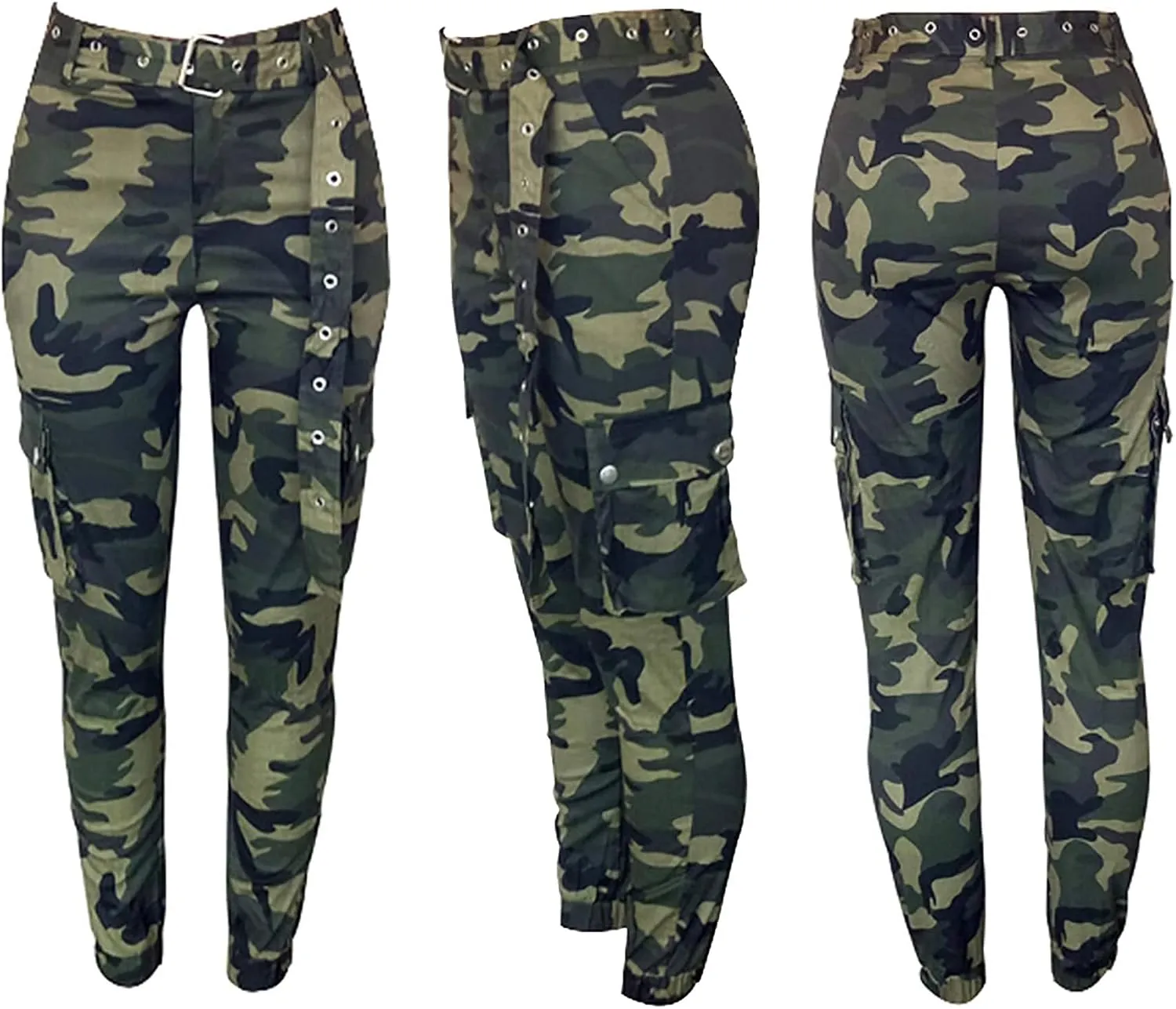 Voghtic Army Camo Cargo Pants - High Waisted Women's Camouflage Job Fatigue Pants