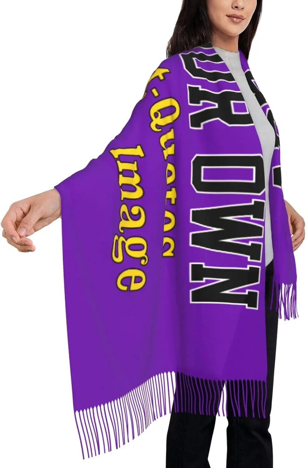 Winter Scarf for Women Men Custom Scarves Personalized Customize Logo Photo Text Name Pashmina Shawl Wrap