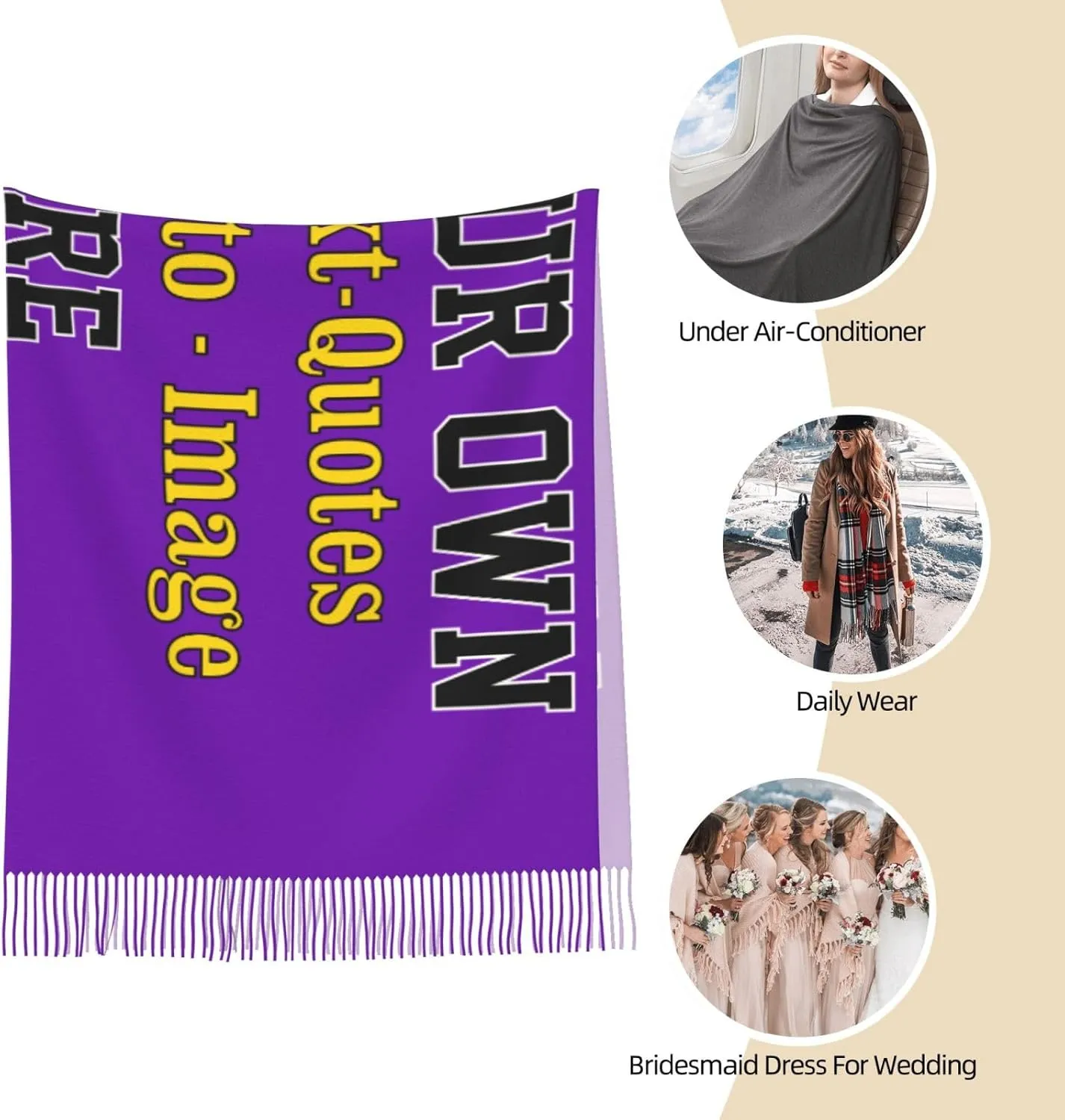 Winter Scarf for Women Men Custom Scarves Personalized Customize Logo Photo Text Name Pashmina Shawl Wrap