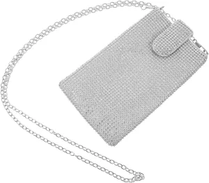 Women Clutch Bag Rhinestone Clutch Bag for Evening Banquet Handbag Silver Evening Sparkly Purse
