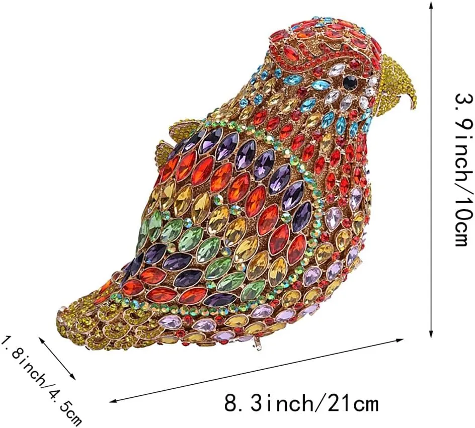 Women Delicate Bird Rhinestone Clutch Purse Fancy Crystal Evening Bag Luxury Handbag for Dating Wedding Photography
