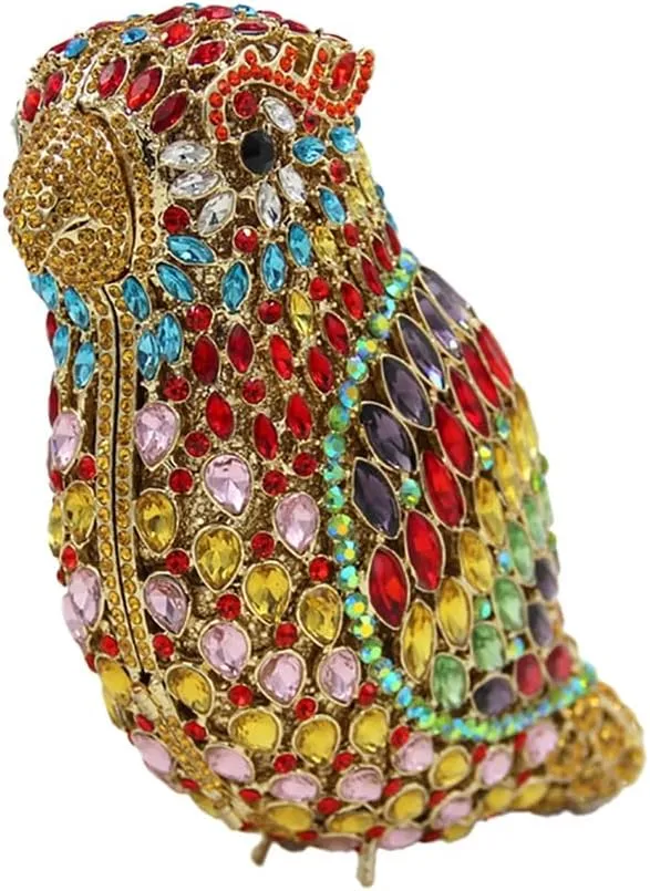 Women Delicate Bird Rhinestone Clutch Purse Fancy Crystal Evening Bag Luxury Handbag for Dating Wedding Photography