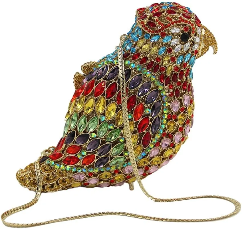 Women Delicate Bird Rhinestone Clutch Purse Fancy Crystal Evening Bag Luxury Handbag for Dating Wedding Photography