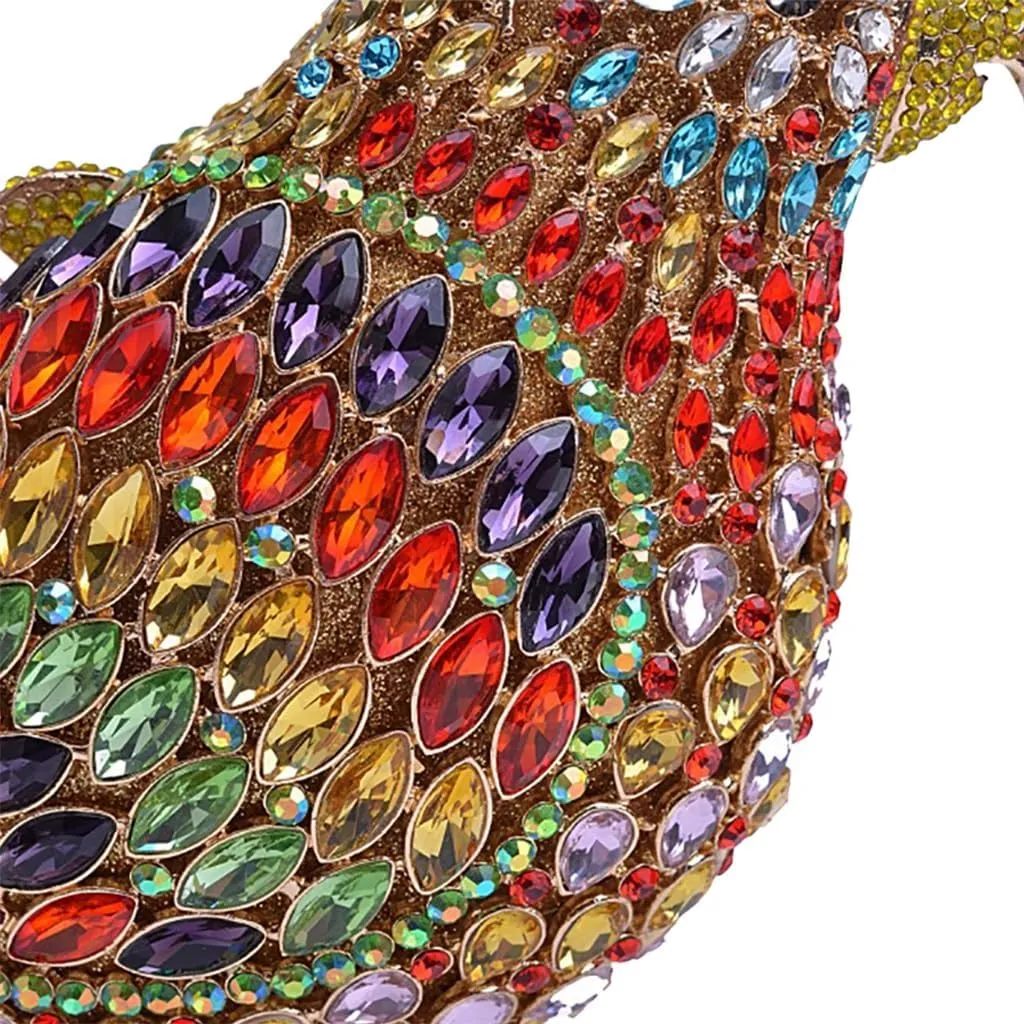 Women Delicate Bird Rhinestone Clutch Purse Fancy Crystal Evening Bag Luxury Handbag for Dating Wedding Photography