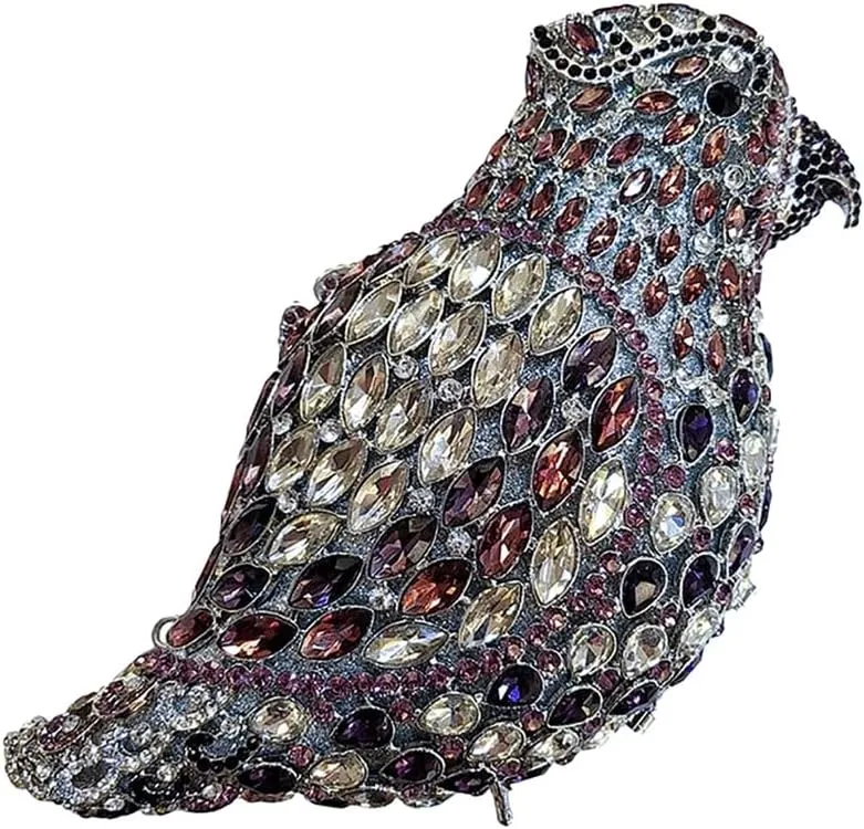 Women Delicate Bird Rhinestone Clutch Purse Fancy Crystal Evening Bag Luxury Handbag for Dating Wedding Photography