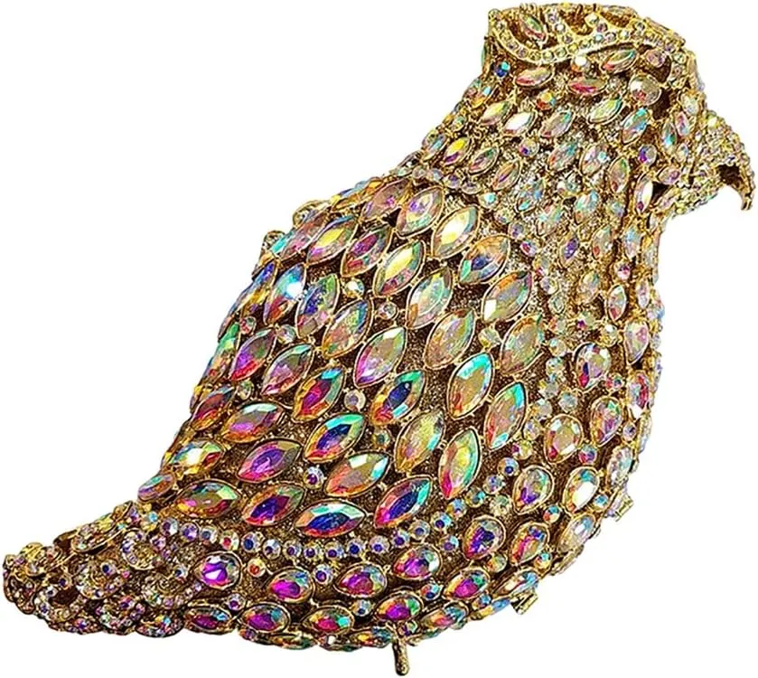 Women Delicate Bird Rhinestone Clutch Purse Fancy Crystal Evening Bag Luxury Handbag for Dating Wedding Photography