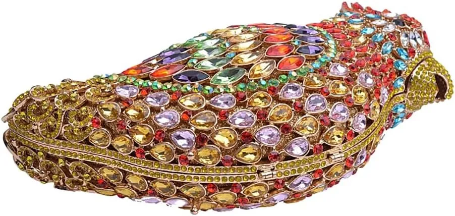 Women Delicate Bird Rhinestone Clutch Purse Fancy Crystal Evening Bag Luxury Handbag for Dating Wedding Photography
