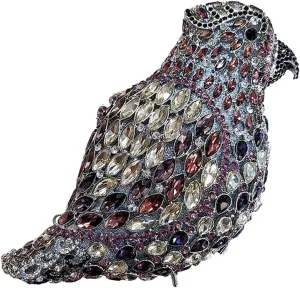 Women Delicate Bird Rhinestone Clutch Purse Fancy Crystal Evening Bag Luxury Handbag for Dating Wedding Photography