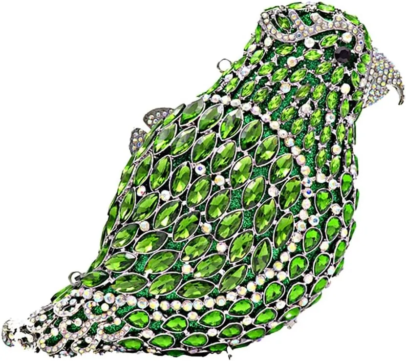 Women Delicate Bird Rhinestone Clutch Purse Fancy Crystal Evening Bag Luxury Handbag for Dating Wedding Photography