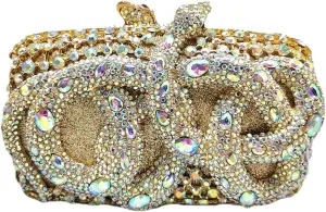 Women Delicate Snake Rhinestone Evening Bag Chic Crystal Diamond Clutch Purse Handbag for Banquet Feast Nightclub