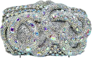 Women Delicate Snake Rhinestone Evening Bag Chic Crystal Diamond Clutch Purse Handbag for Banquet Feast Nightclub