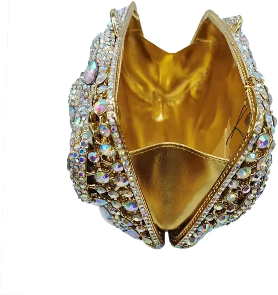 Women Delicate Snake Rhinestone Evening Bag Chic Crystal Diamond Clutch Purse Handbag for Banquet Feast Nightclub