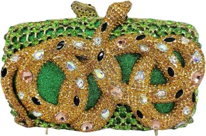 Women Delicate Snake Rhinestone Evening Bag Chic Crystal Diamond Clutch Purse Handbag for Banquet Feast Nightclub