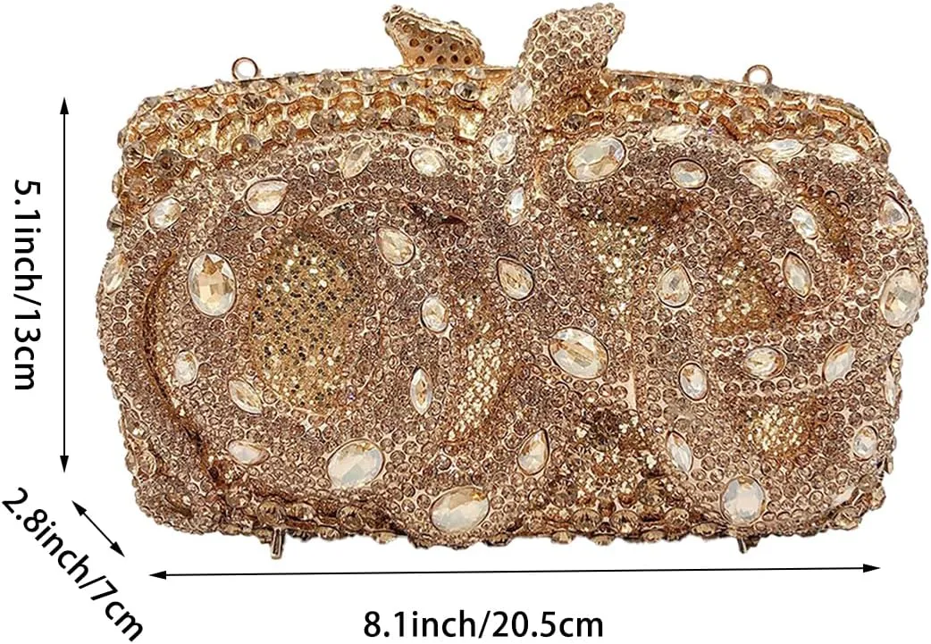Women Delicate Snake Rhinestone Evening Bag Chic Crystal Diamond Clutch Purse Handbag for Banquet Feast Nightclub