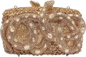 Women Delicate Snake Rhinestone Evening Bag Chic Crystal Diamond Clutch Purse Handbag for Banquet Feast Nightclub
