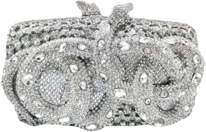 Women Delicate Snake Rhinestone Evening Bag Chic Crystal Diamond Clutch Purse Handbag for Banquet Feast Nightclub