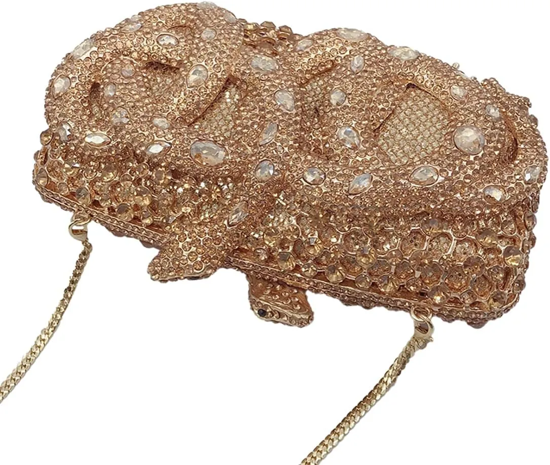 Women Delicate Snake Rhinestone Evening Bag Chic Crystal Diamond Clutch Purse Handbag for Banquet Feast Nightclub