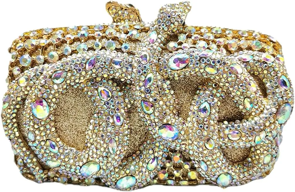 Women Delicate Snake Rhinestone Evening Bag Chic Crystal Diamond Clutch Purse Handbag for Banquet Feast Nightclub
