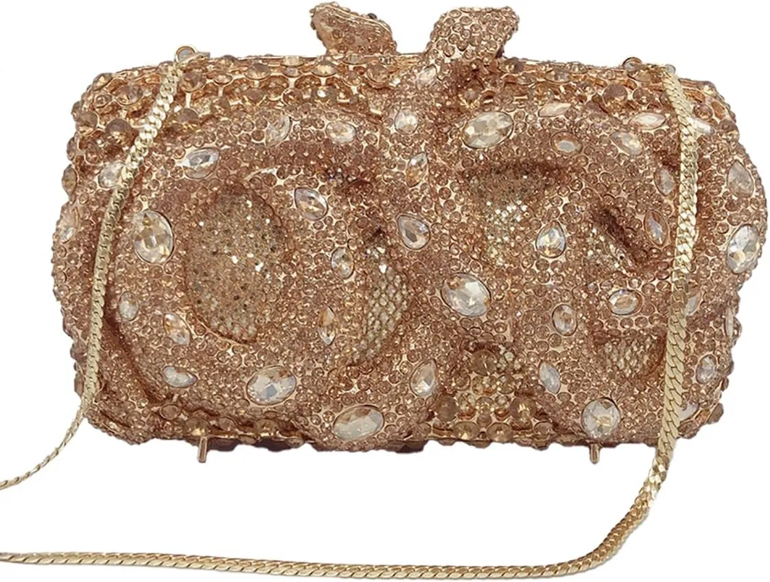 Women Delicate Snake Rhinestone Evening Bag Chic Crystal Diamond Clutch Purse Handbag for Banquet Feast Nightclub