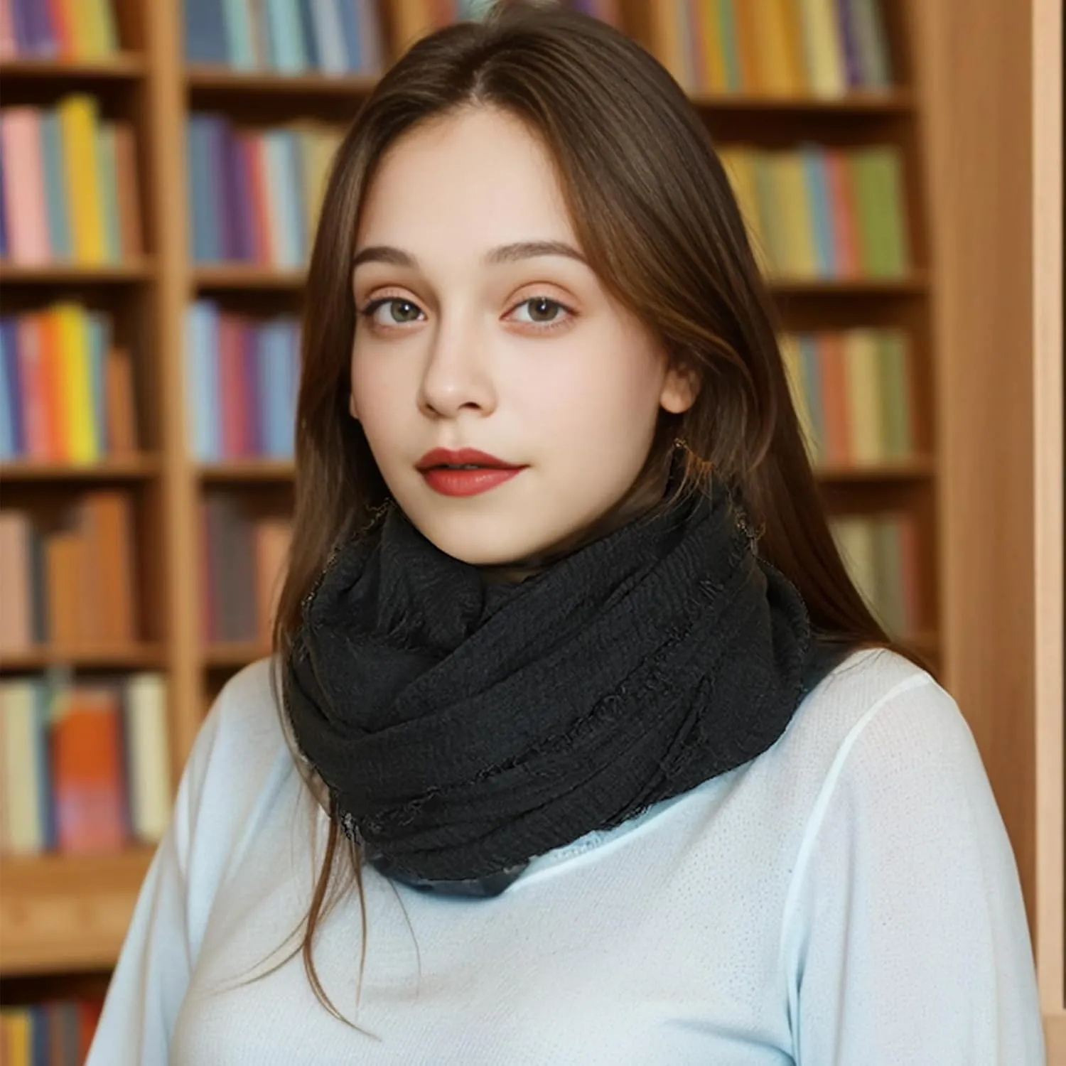 Women Scarf Shawl for All Season 3PCS Scarve Wrap Cotton Hemp Mixed Color