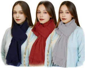 Women Scarf Shawl for All Season 3PCS Scarve Wrap Cotton Hemp Mixed Color