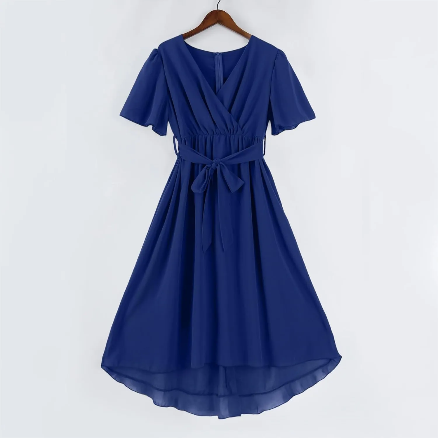 Womens Boho Floral Printed Chiffon Dresses 2025 Spring Elegant V Neck Belted Summer Wedding Prom Cocktail Midi Dress