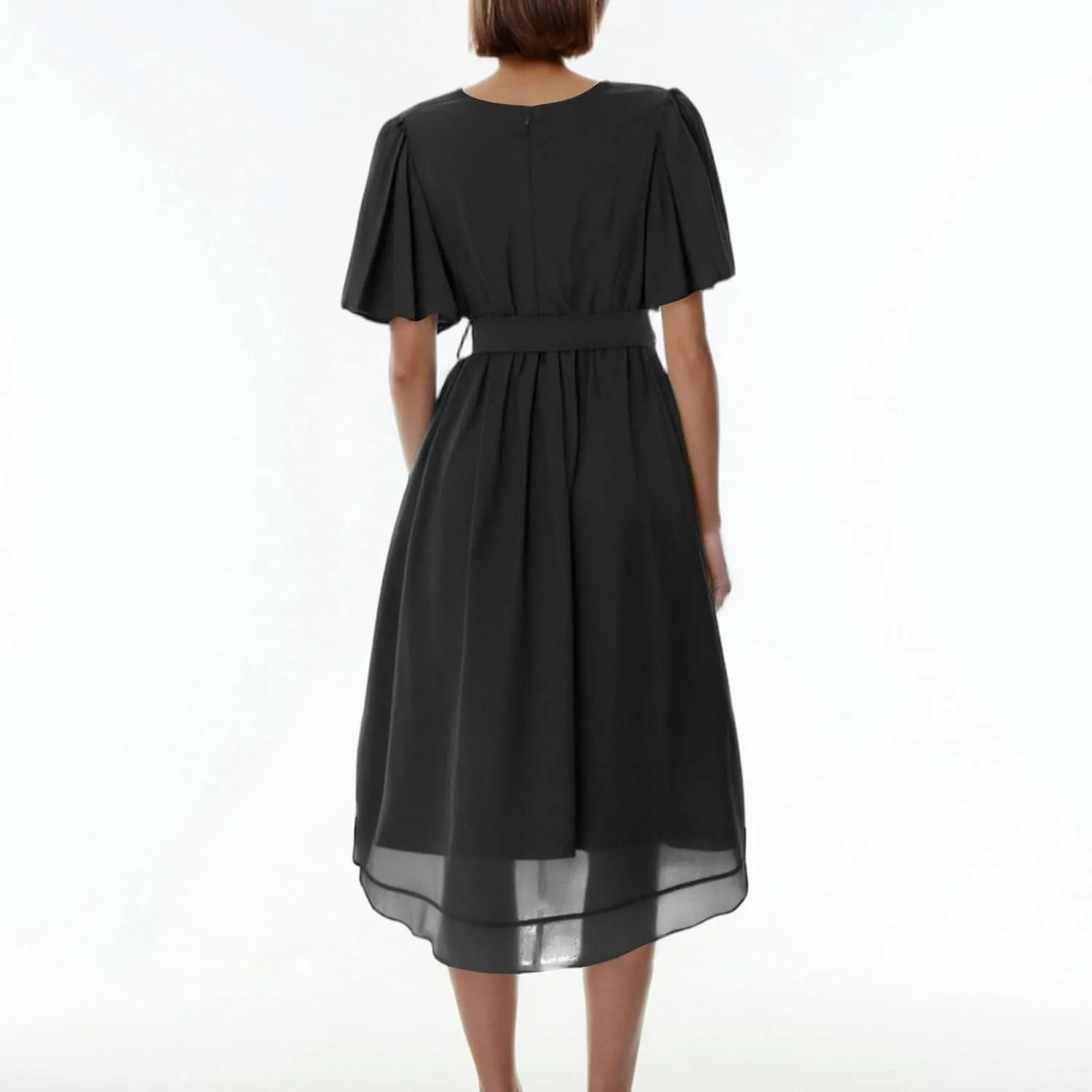 Womens Boho Floral Printed Chiffon Dresses 2025 Spring Elegant V Neck Belted Summer Wedding Prom Cocktail Midi Dress