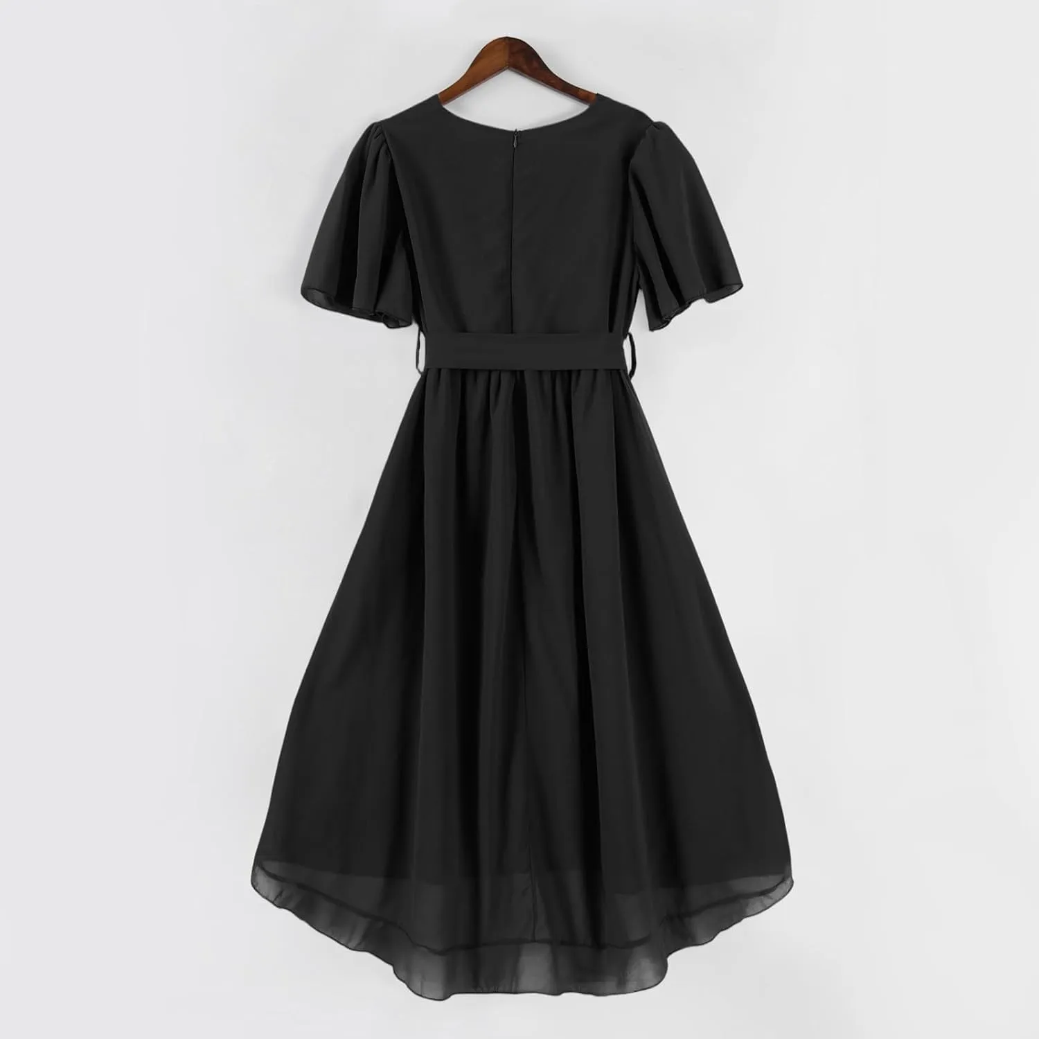 Womens Boho Floral Printed Chiffon Dresses 2025 Spring Elegant V Neck Belted Summer Wedding Prom Cocktail Midi Dress