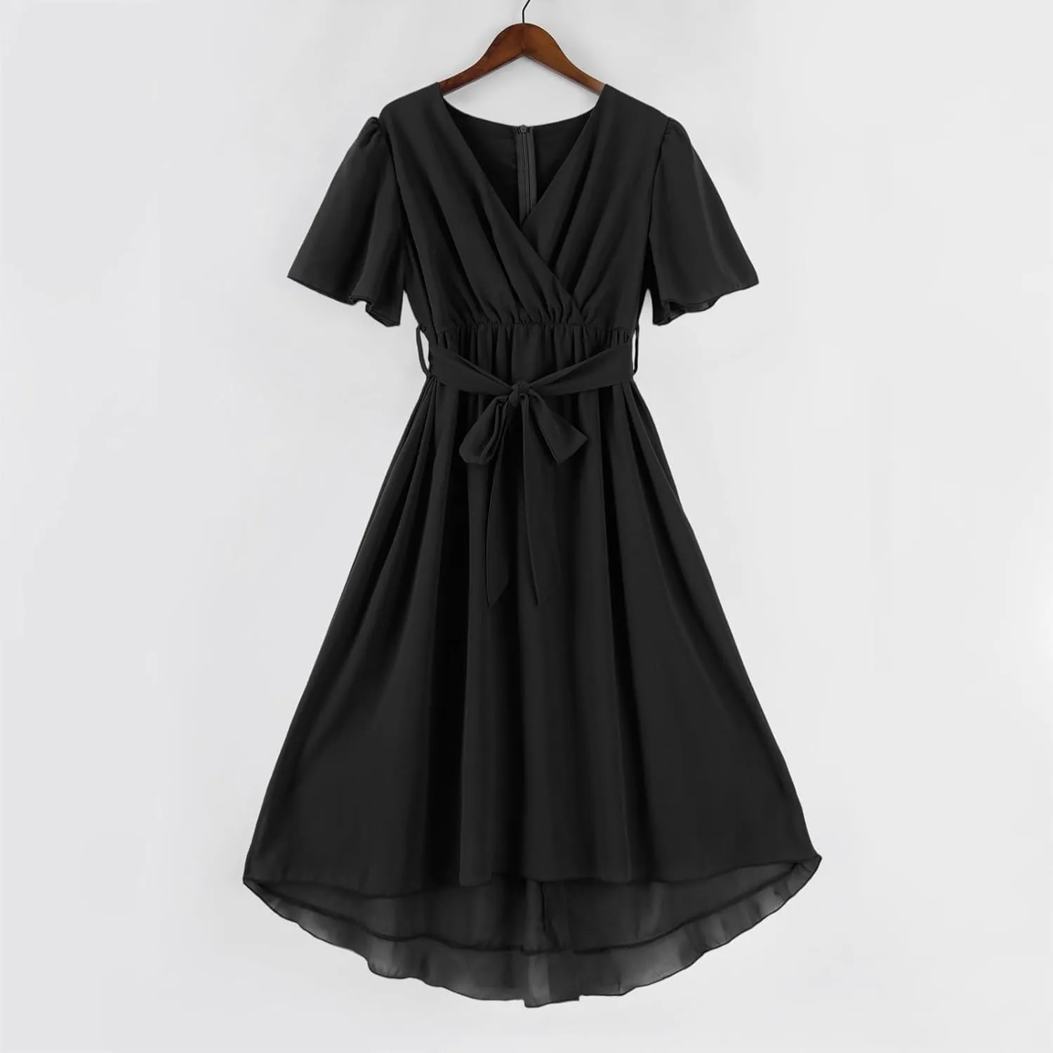Womens Boho Floral Printed Chiffon Dresses 2025 Spring Elegant V Neck Belted Summer Wedding Prom Cocktail Midi Dress