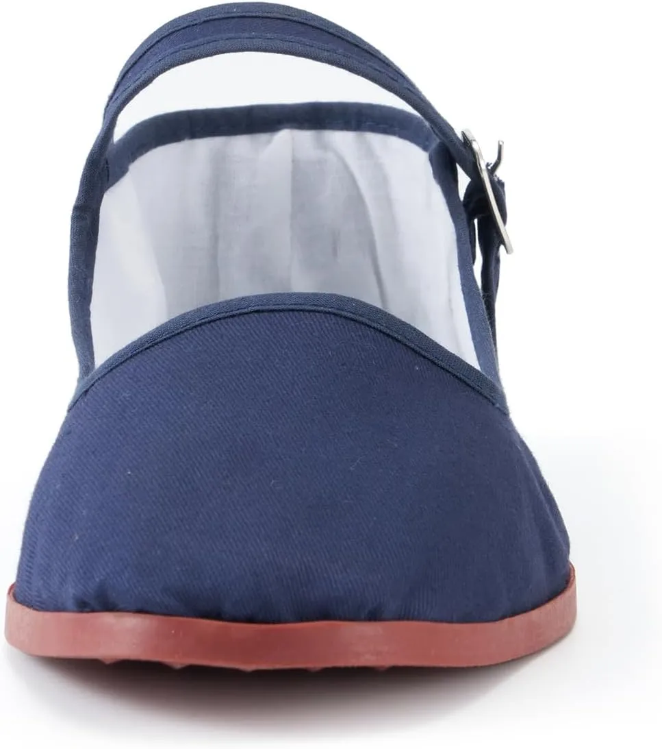 Women's Classic Chinese Mary Jane Shoes Slippers China Doll Flats Buckle Slip On Kung Fu Shoes
