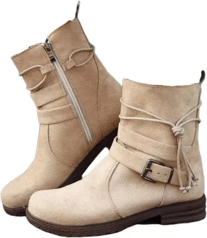 Womens Dress Bo_ots Low He_el Comfortable Mid_Calf Riding Winter bo_ots Motorcycle Combat Military Biker Ankle bo_oties