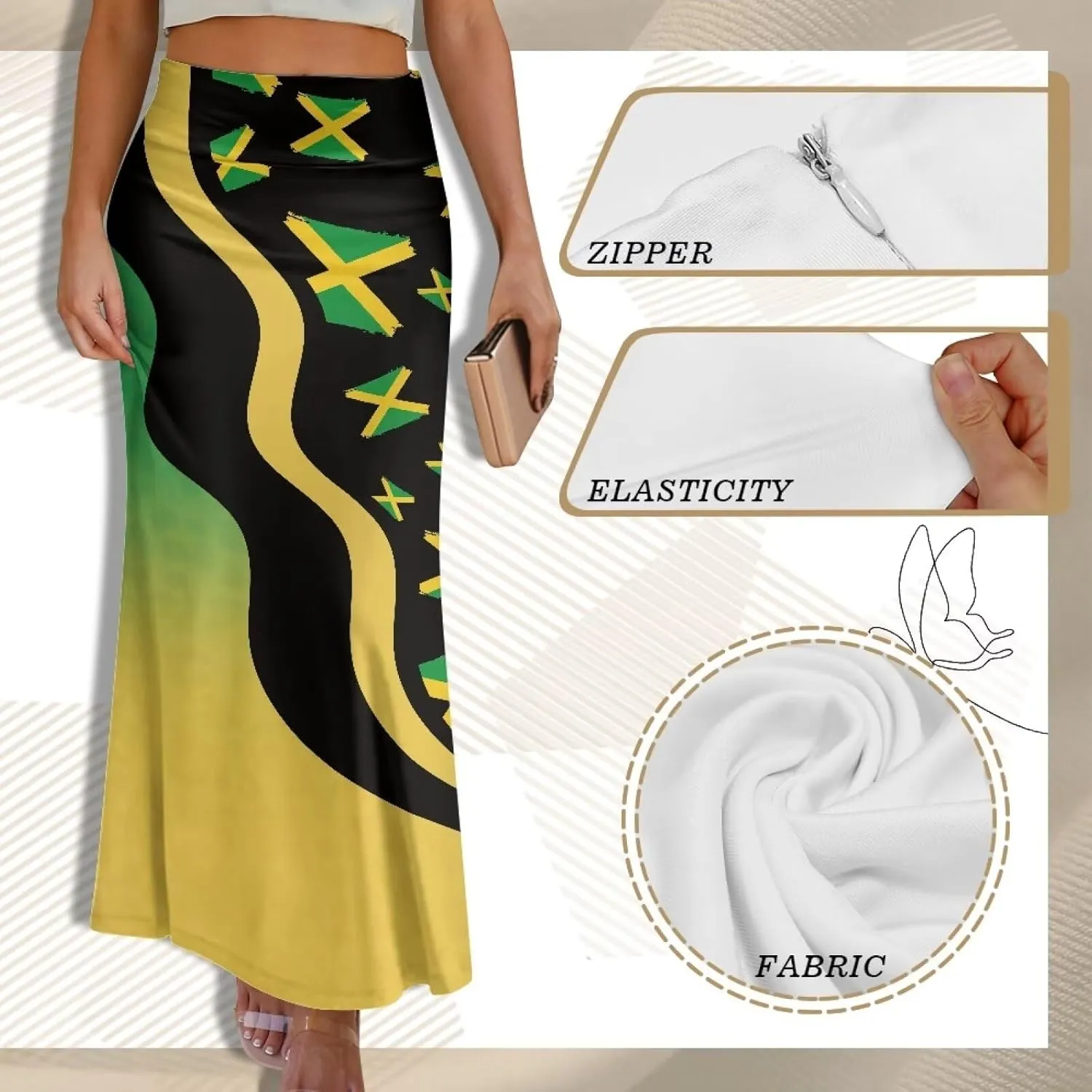 Women's Elastic High Waist Pleated Midi Skirt A-Line Flowy Swing Tiered Skirts