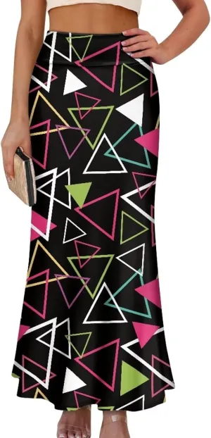 Women's Elastic High Waist Pleated Midi Skirt A-Line Flowy Swing Tiered Skirts